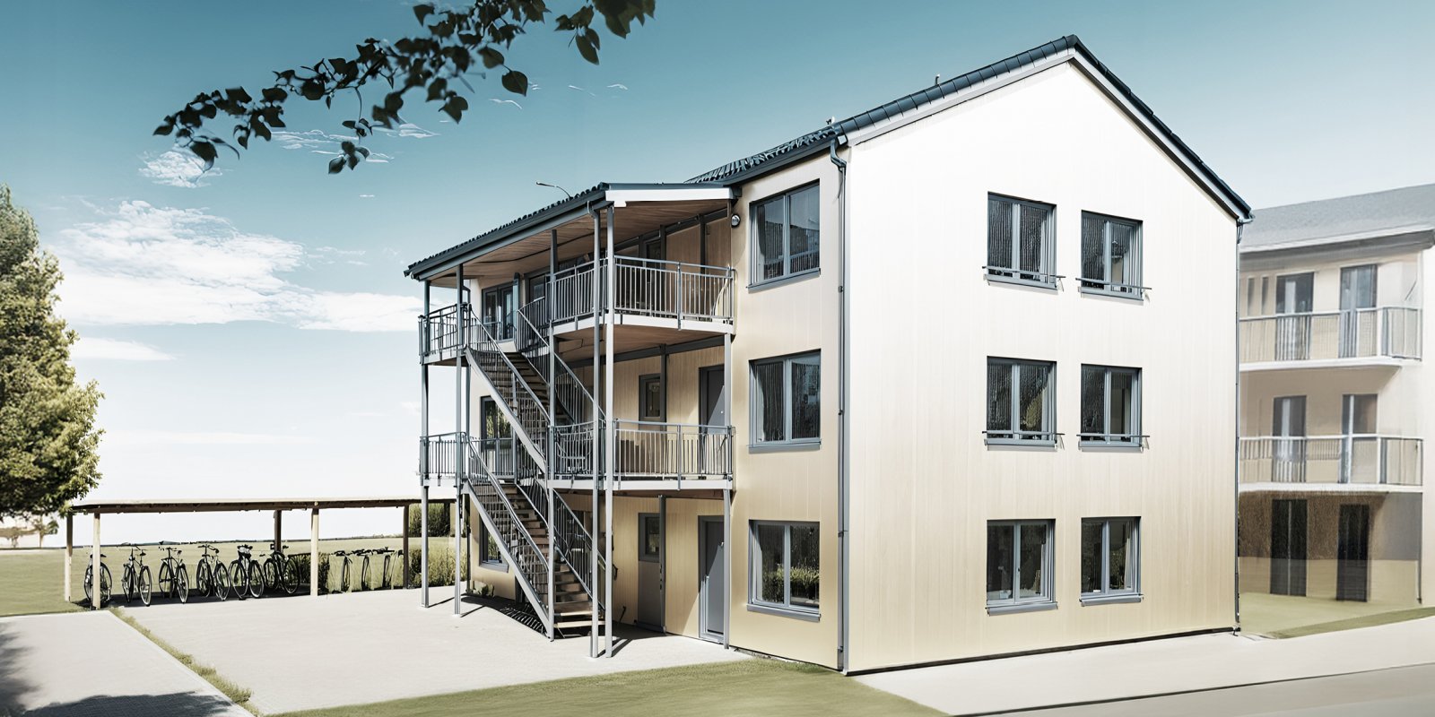 Holzhybrid Anschlussunterkunft für die Stadt Wernau KFW40