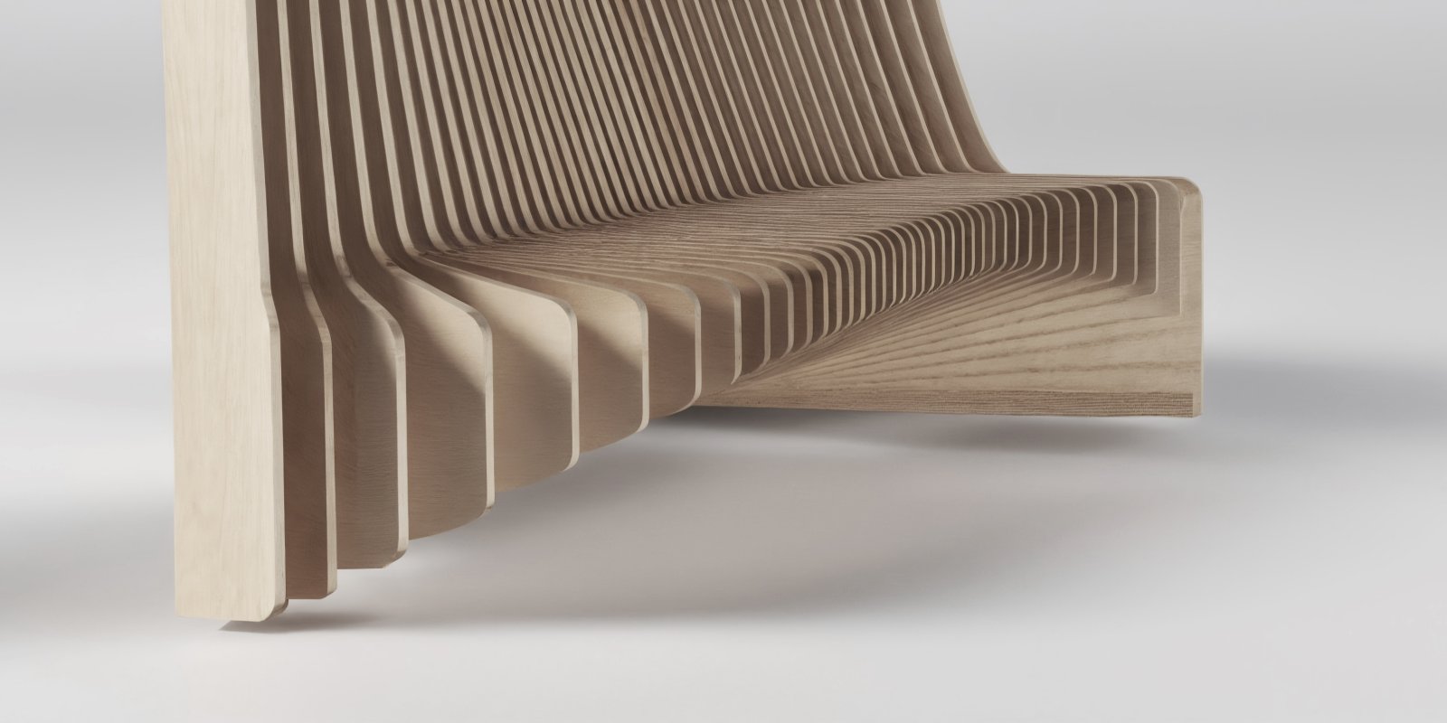 Rendering Sitzbank aus Holz im Hospiz Schwäbisch Hall