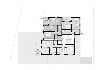 Grundriss 2 Mehrfamilienhäuser Holzbauweise in Satteldorf - KFW40